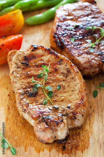 pork chop with thyme and vegetable