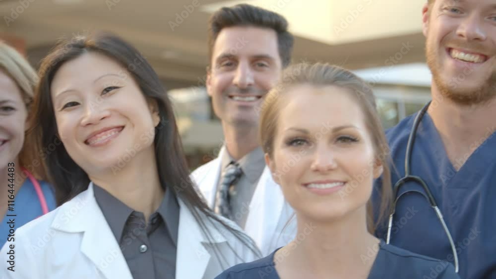 Portrait Of Medical Team Outside Hospital Portrait Of Medical Team Outside Hospital