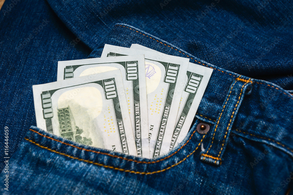 one hundred bills in pocket one hundred bills in pocket