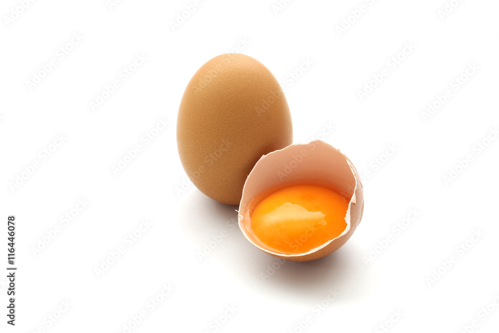 close up broken egg isolated on white background close up broken egg isolated on white background
