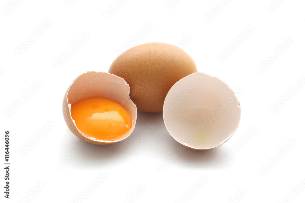 close up broken egg isolated on white background close up broken egg isolated on white background