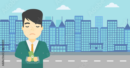 Businessman handcuffed for crime.