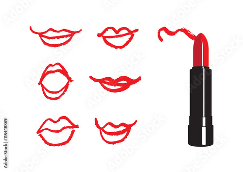 Lips drawn by a red lipstick