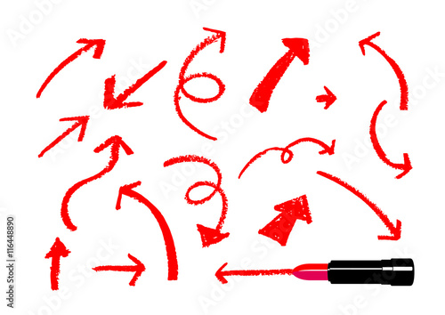 Arrows drawn by a red lipstick