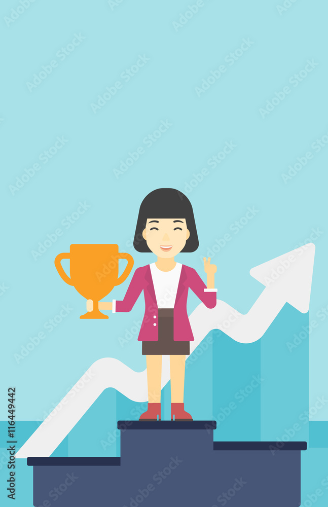 Fototapeta premium Business woman proud of her business award.