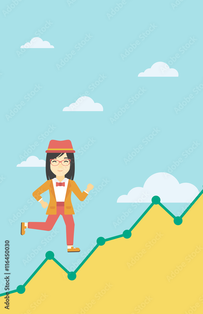 Business woman running upstairs. Business woman running upstairs.