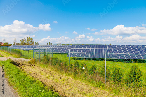 Solar panel produces green, environmentally friendly energy from the sun.