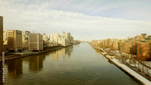 Wallpaper Mural aerial view of east river and manhattan skyline. urban city background Torontodigital.ca