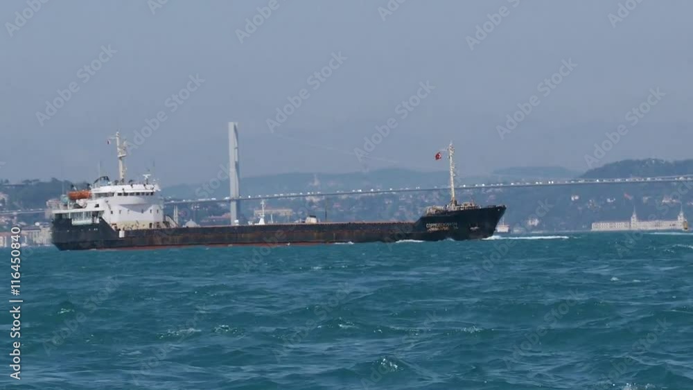 Sea traffic in Bosphorus strait. Ship in Bosporus. Istanbul. Turkey Sea traffic in Bosphorus strait. Ship in Bosporus. Istanbul. Turkey