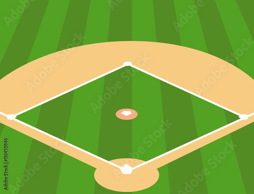 Vector Illustration of Baseball Field as Background
