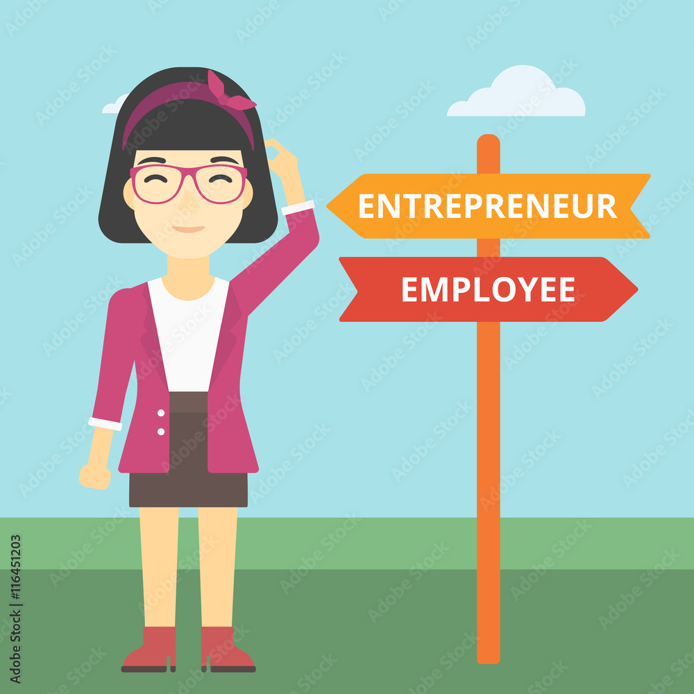 Confused woman choosing career pathway. Confused woman choosing career pathway.