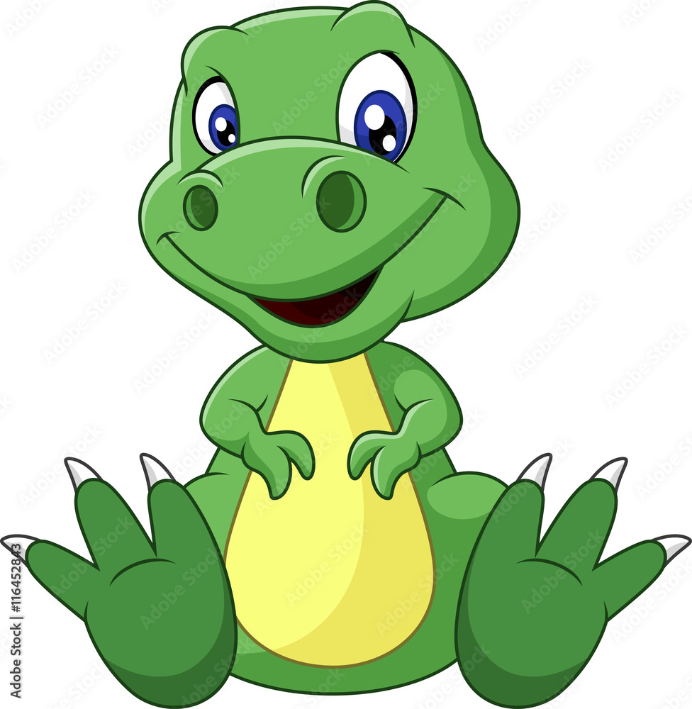 Naklejka premium Cartoon baby tyrannosaurus sitting