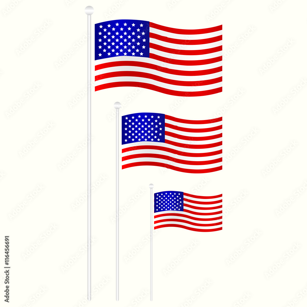 American Flag Vector Illustration. American Flag waving on the wind. American Flag Vector Illustration. American Flag waving on the wind.