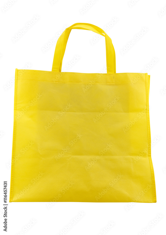 yellow fabric bag isolated on white background yellow fabric bag isolated on white background