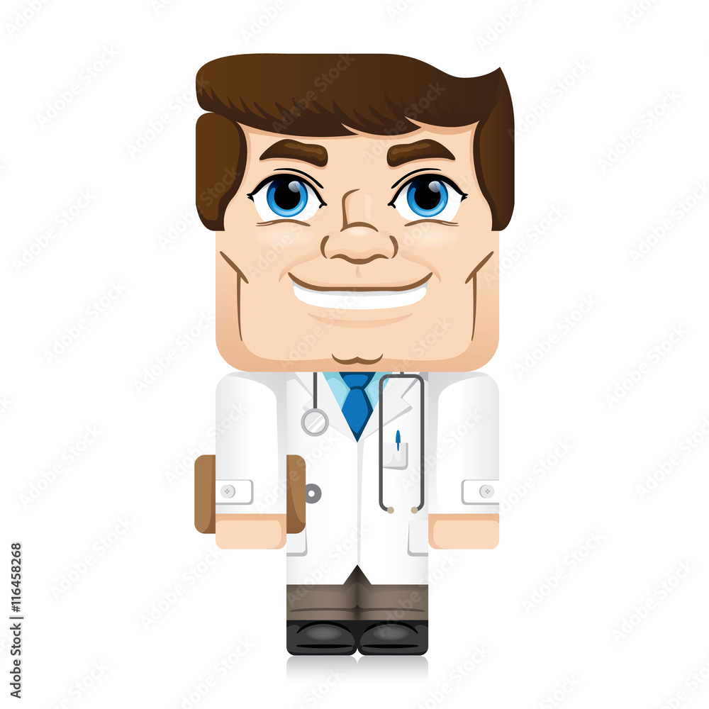 front papertoy, coat man, medical or pharmacist with clipboard, stethoscope front papertoy, coat man, medical or pharmacist with clipboard, stethoscope