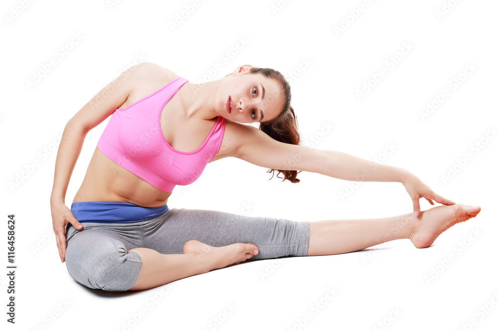woman doing stretching exercises woman doing stretching exercises