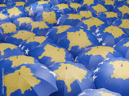 Umbrellas with flag of kosovo