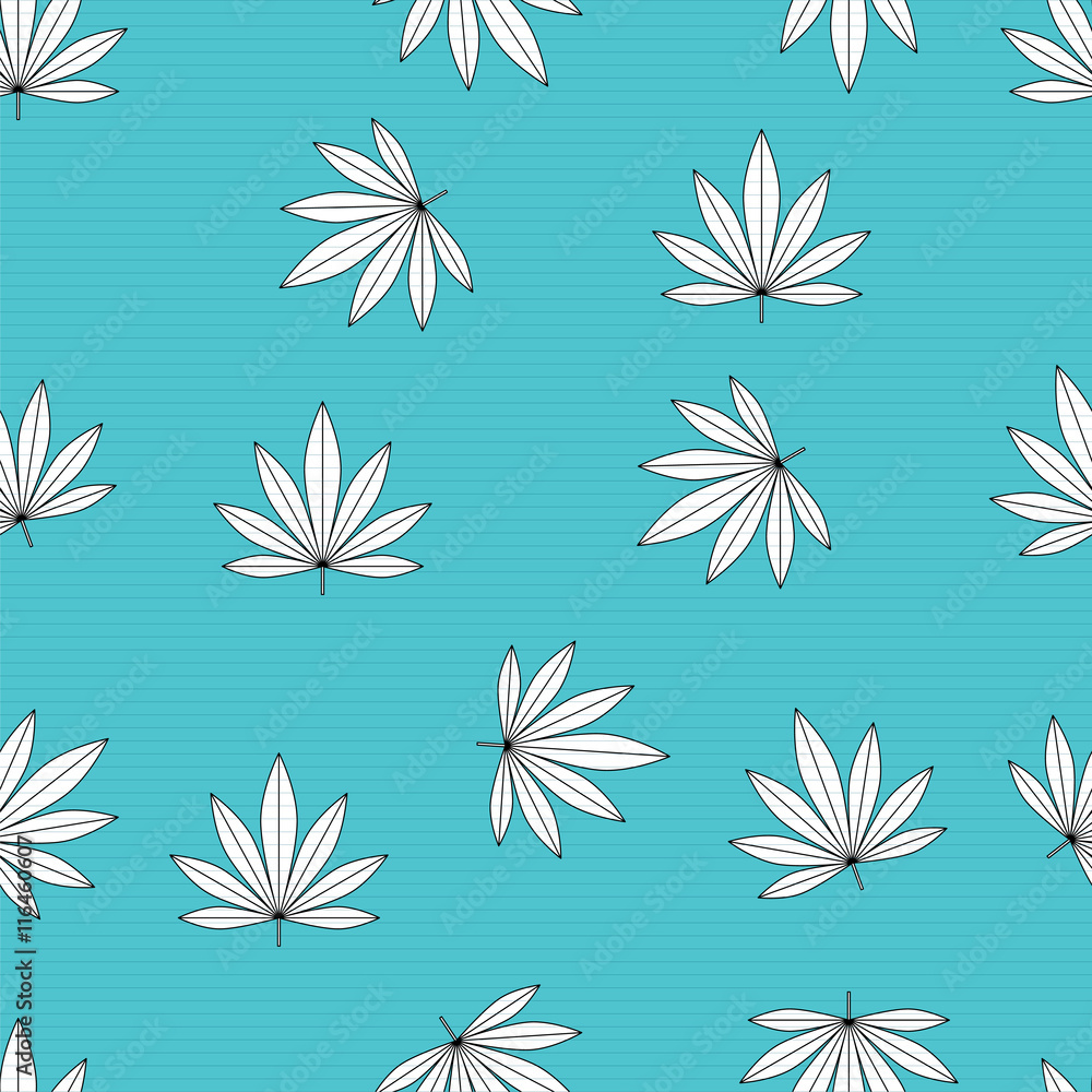 Modern stylish texture. A seamless pattern with leaf. Abstract leaves on blue background. Vector illustration Modern stylish texture. A seamless pattern with leaf. Abstract leaves on blue background. Vector illustration