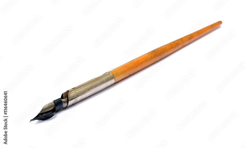 Old ink pen isolated on white background Old ink pen isolated on white background