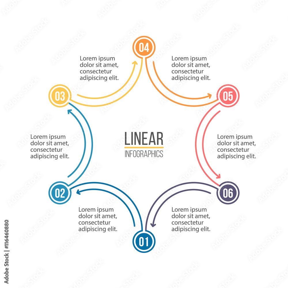 Linear infographics. Minimalistic chart, diagram with 6 steps. Linear infographics. Minimalistic chart, diagram with 6 steps.