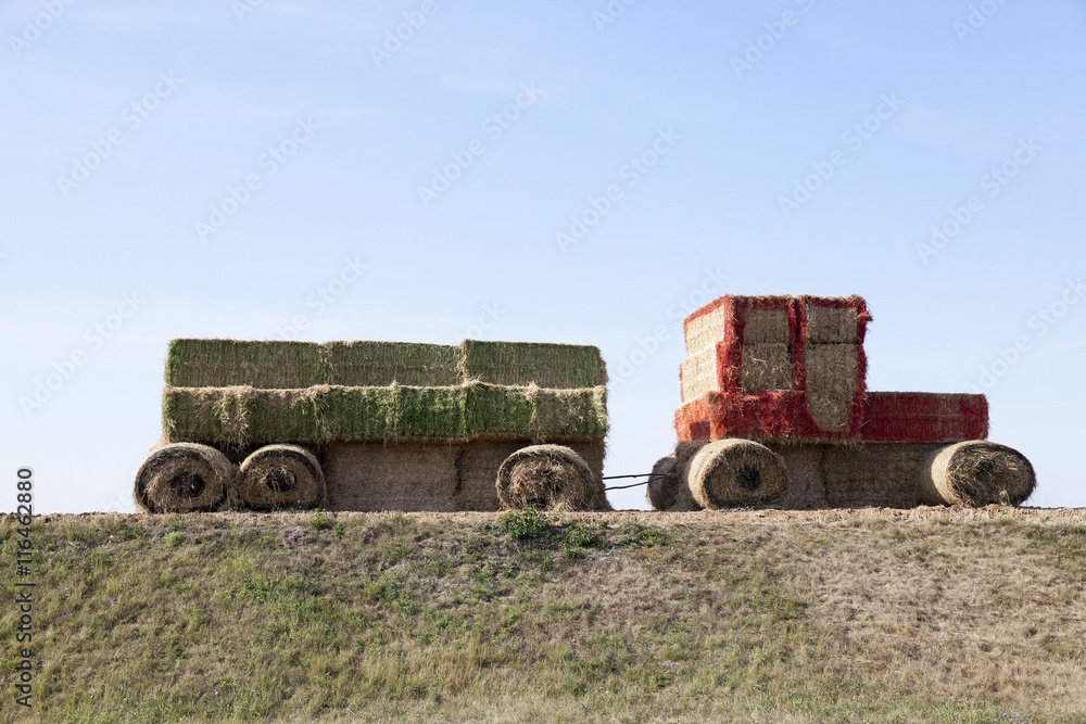 Obraz premium tractor made from straw