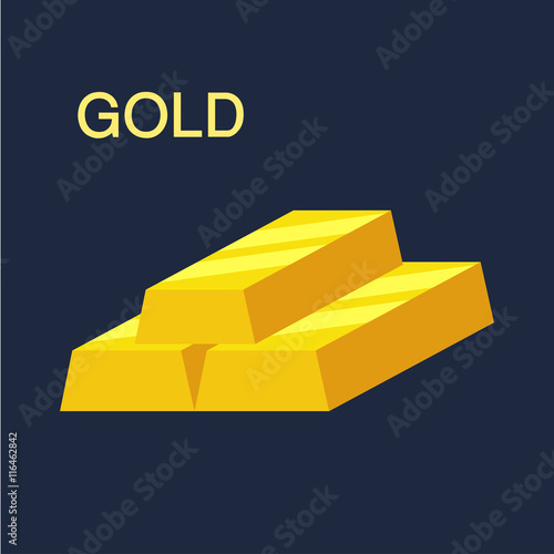 Gold bar, Financial concept, Vector illustration.