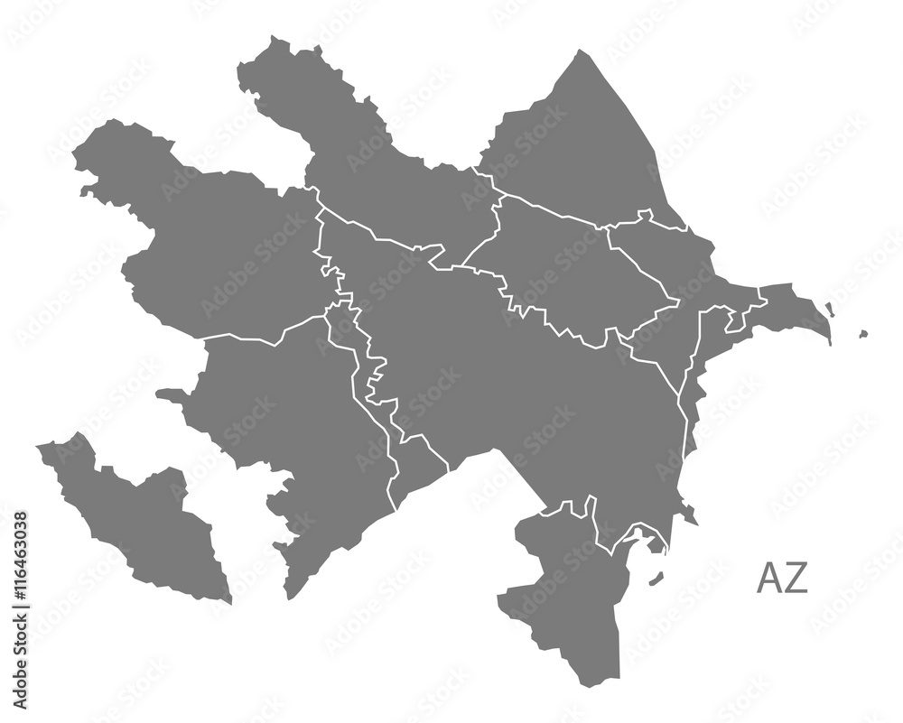 Azerbaijan regions Map grey