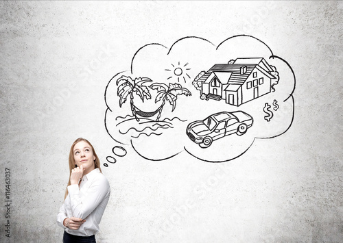 фотографія Businesswoman dreaming about vacation