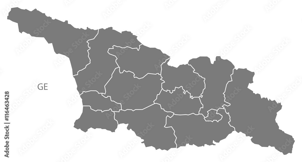 Fototapeta premium Georgia provinces Map grey