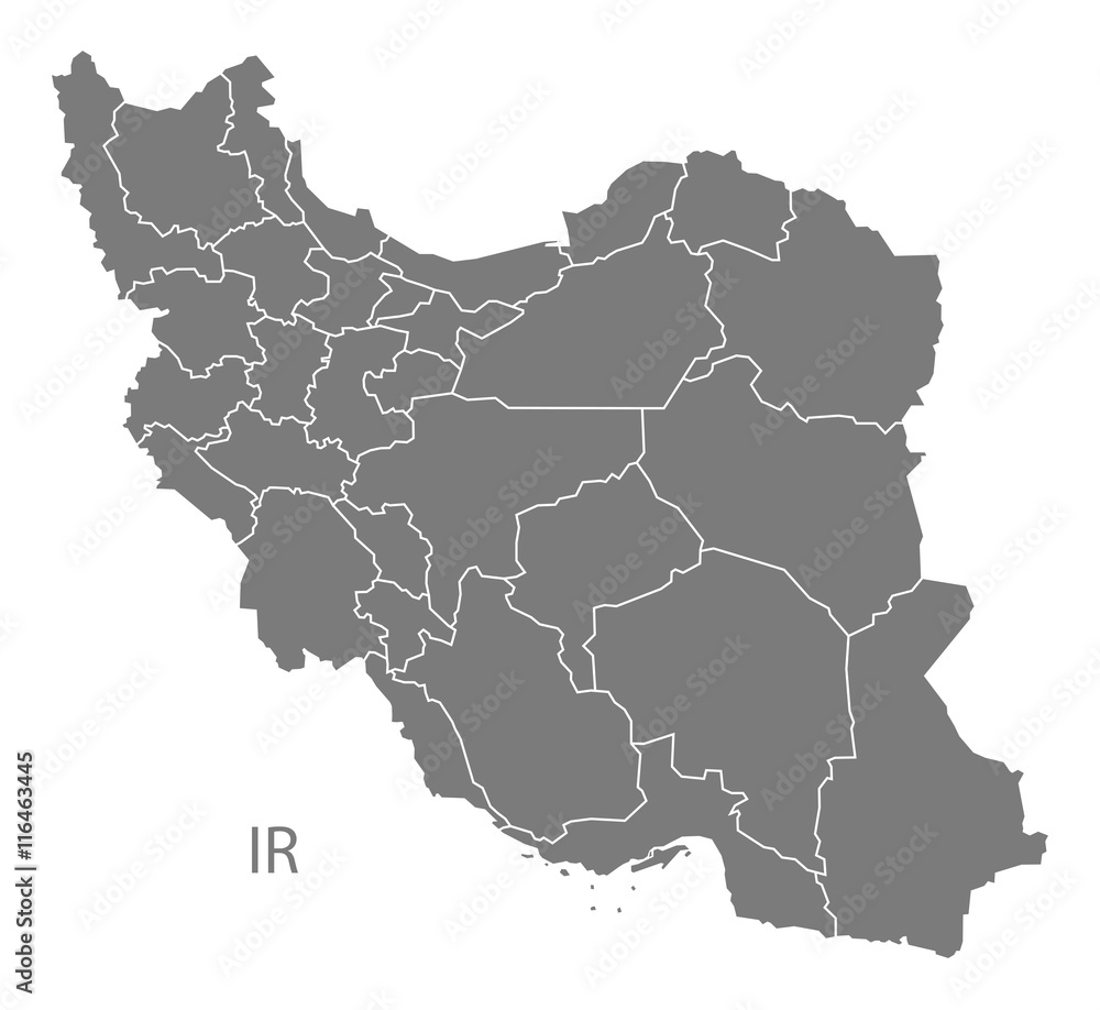 Obraz premium Iran provinces Map grey