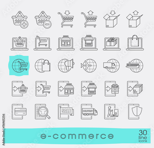 Collection of icons for online shopping. Premium quality line icon set for e-commerce.