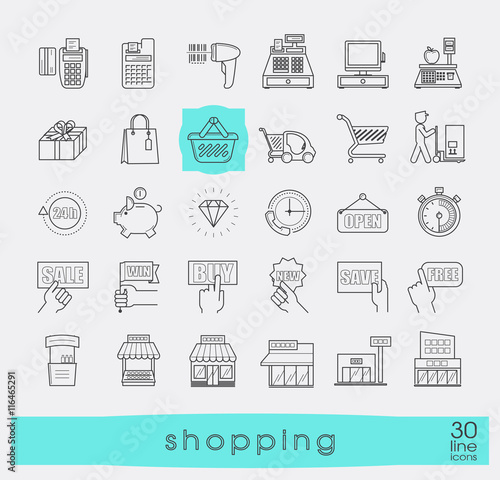 Set of shopping icons. Premium quality outline symbol collection. 