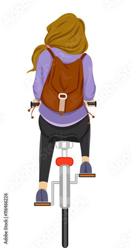Teen Girl Biking Back