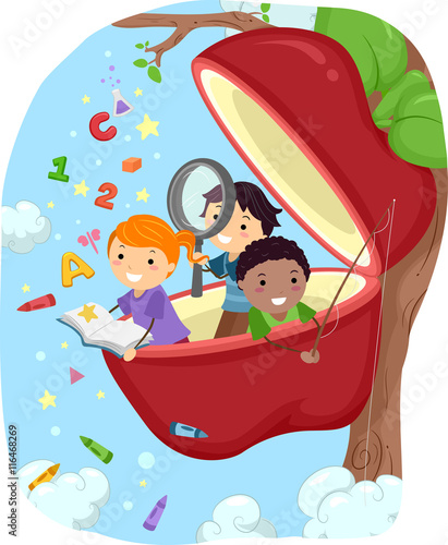 Stickman Kids Apple Tree