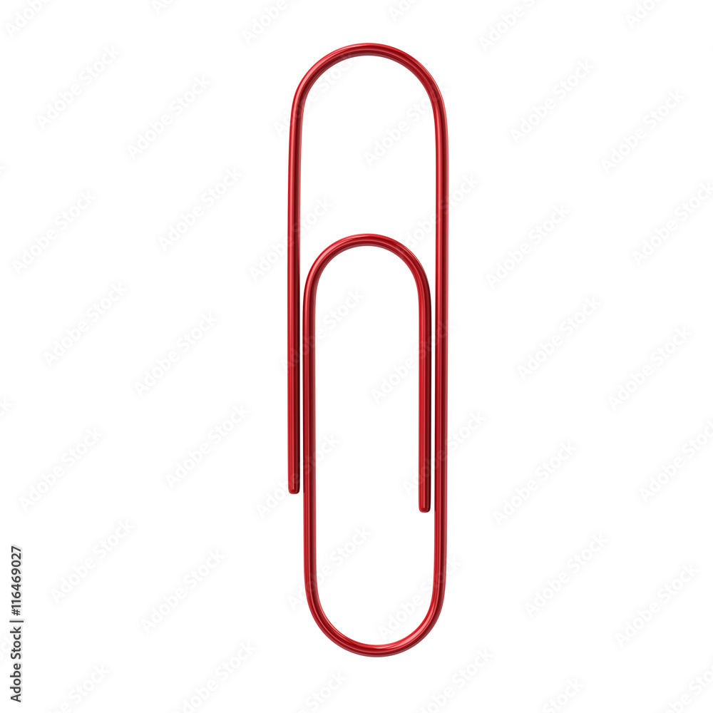 3d illustration of red paper clip 3d illustration of red paper clip