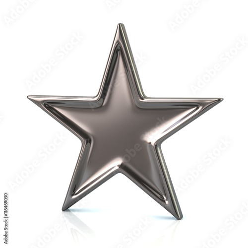 3d illustration of silver five-pointed star