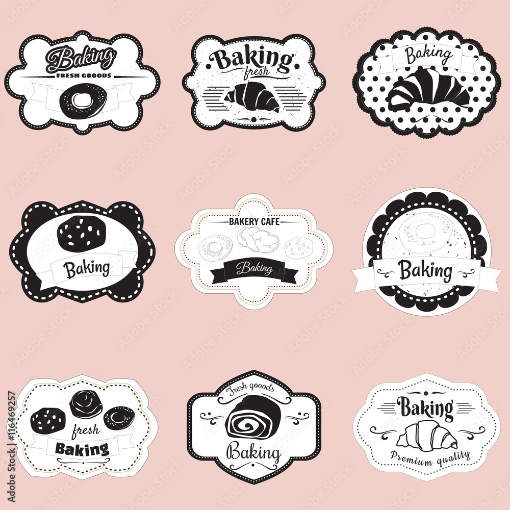 Set frames pastry, croissant, roll, bread, illustration, vector Set frames pastry, croissant, roll, bread, illustration, vector