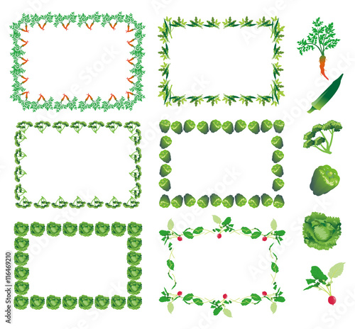  野菜フレーム（四角・ニンジン、オクラ、パセリ、ピーマン、レタス、ラディッシュ）