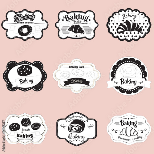 Set frames pastry, croissant, roll, bread, illustration, vector