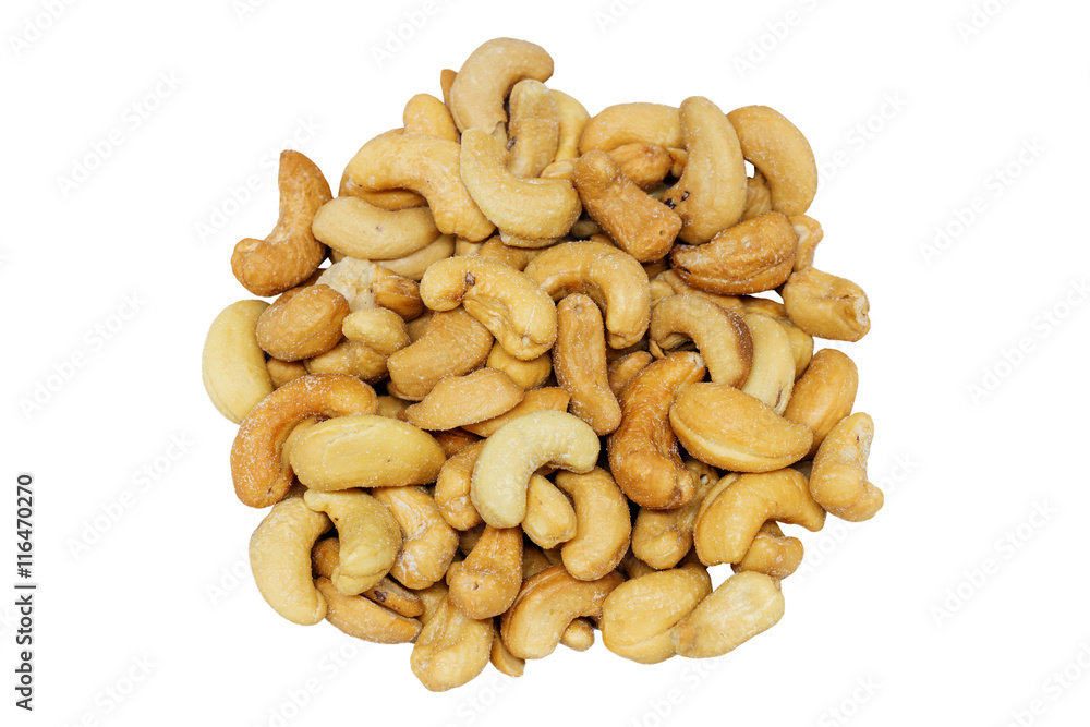 Cashew nuts on the white background. Cashew nuts on the white background.