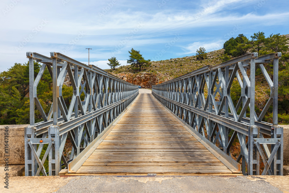 Famous truss bridge over Aradena Gorge, Crete Island, Greece
