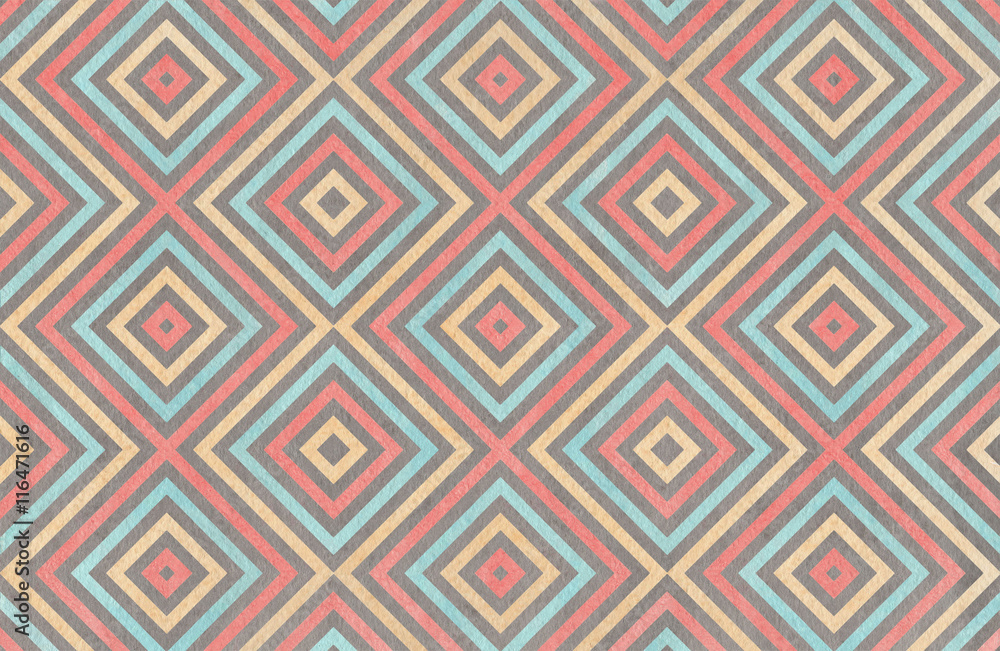 Geometrical pattern in coral, blue, beige and grey colors. Geometrical pattern in coral, blue, beige and grey colors.