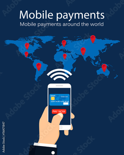 Mobile payments around the world. Infographic. Business concept. Vector illustration.