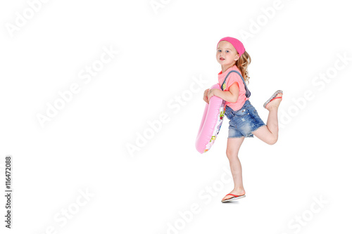 happy child with inflatable  circle