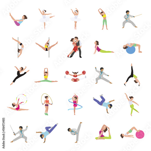 Dance & Fitness color vector icons