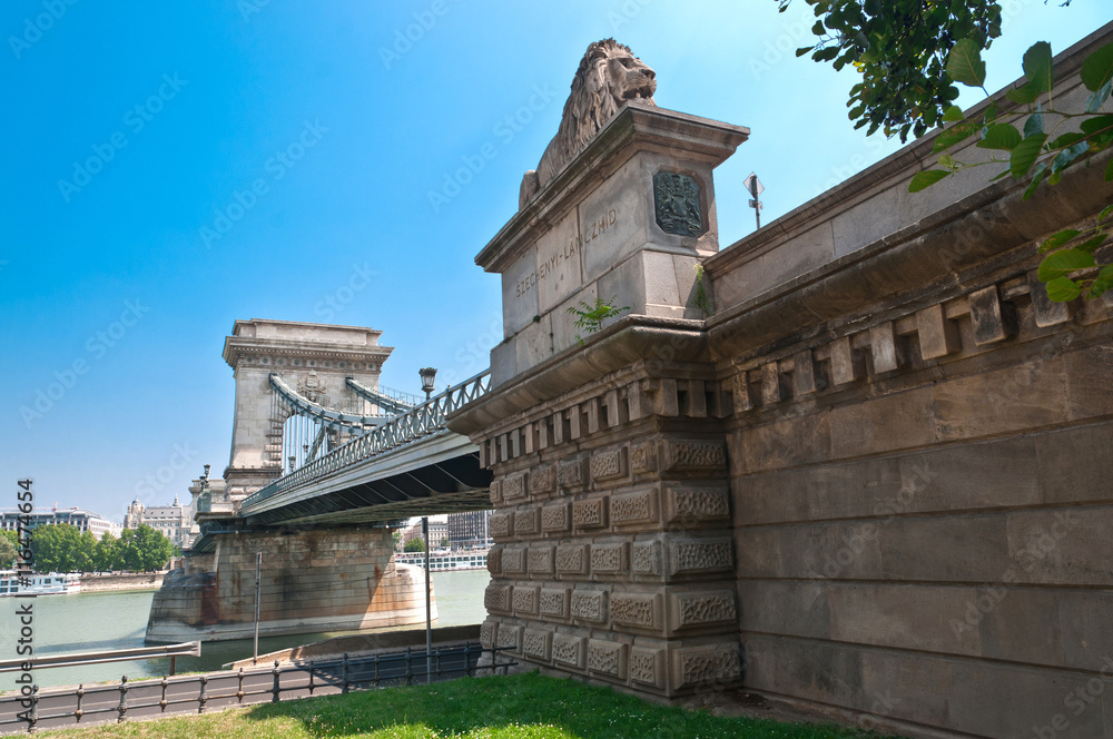 Fototapeta premium View of the famous chain bridge in Budapest.