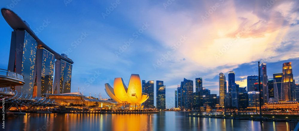 Landscape of the Singapore financial district - obrazy, fototapety, plakaty 