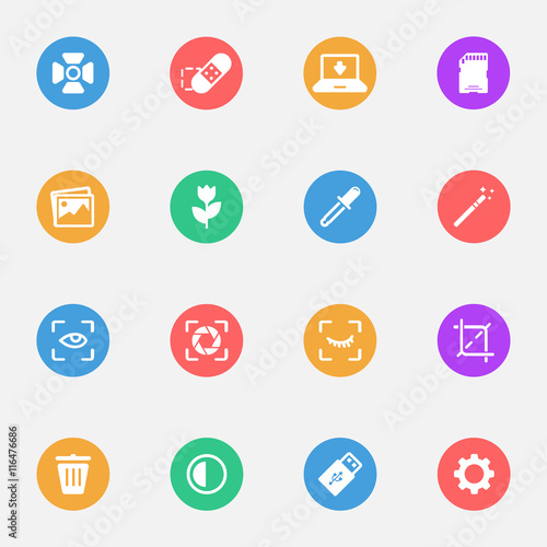 Camera tools flat icons