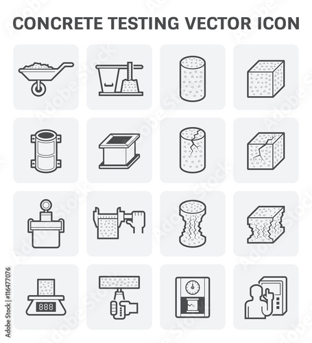 Concrete testing vector icon set design.