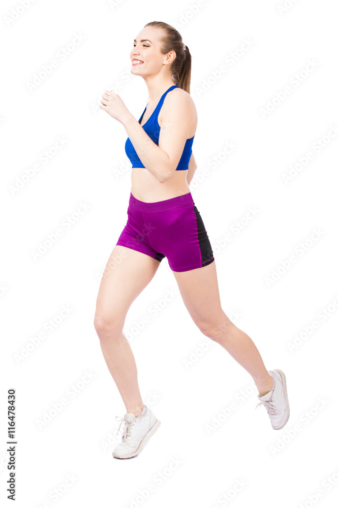 Young healthy woman exercise fitness isolated on white background Young healthy woman exercise fitness isolated on white background